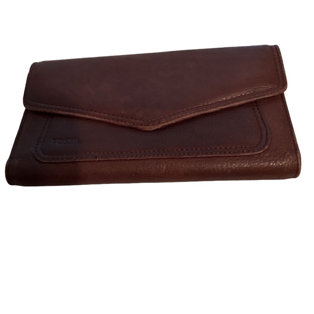 Fossil brown leather wallet. Vintage. Checkbook card slots